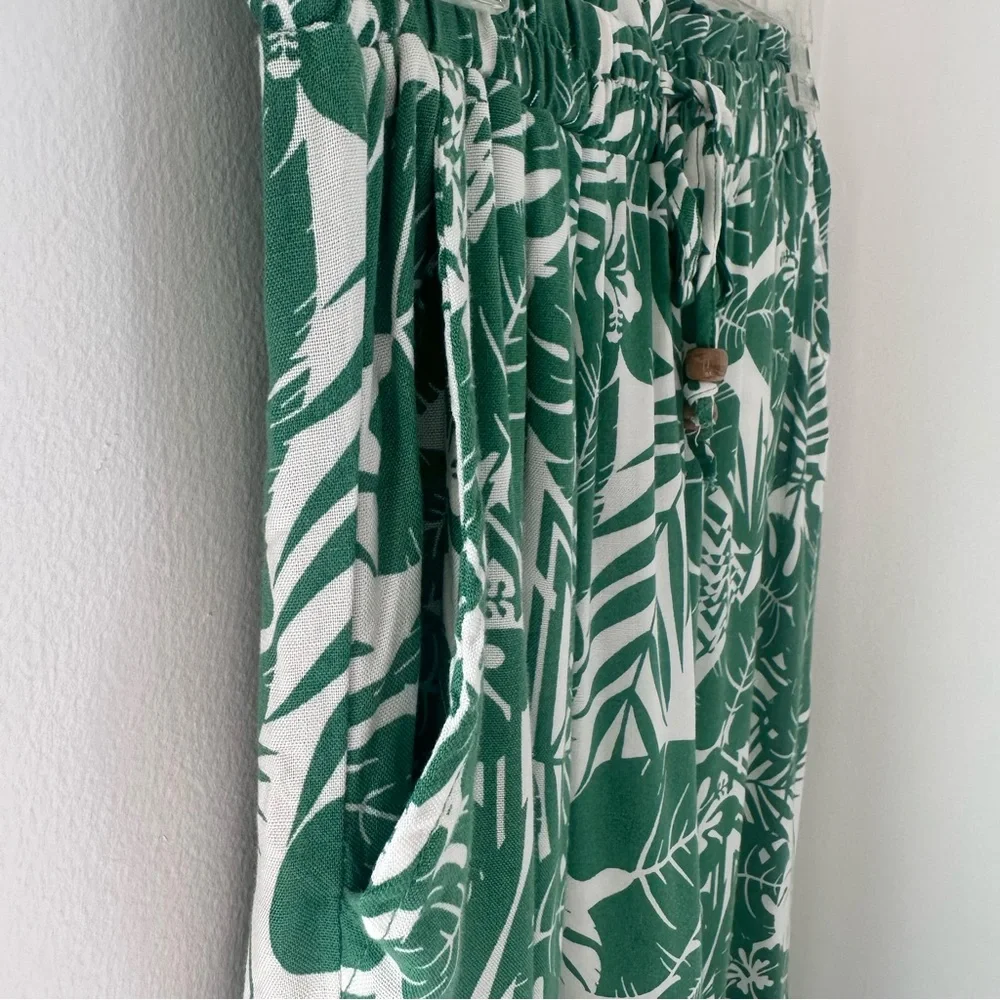 Jane And Delancey Green White Tropical Pants Small Resort Style - Picture 12 of 15